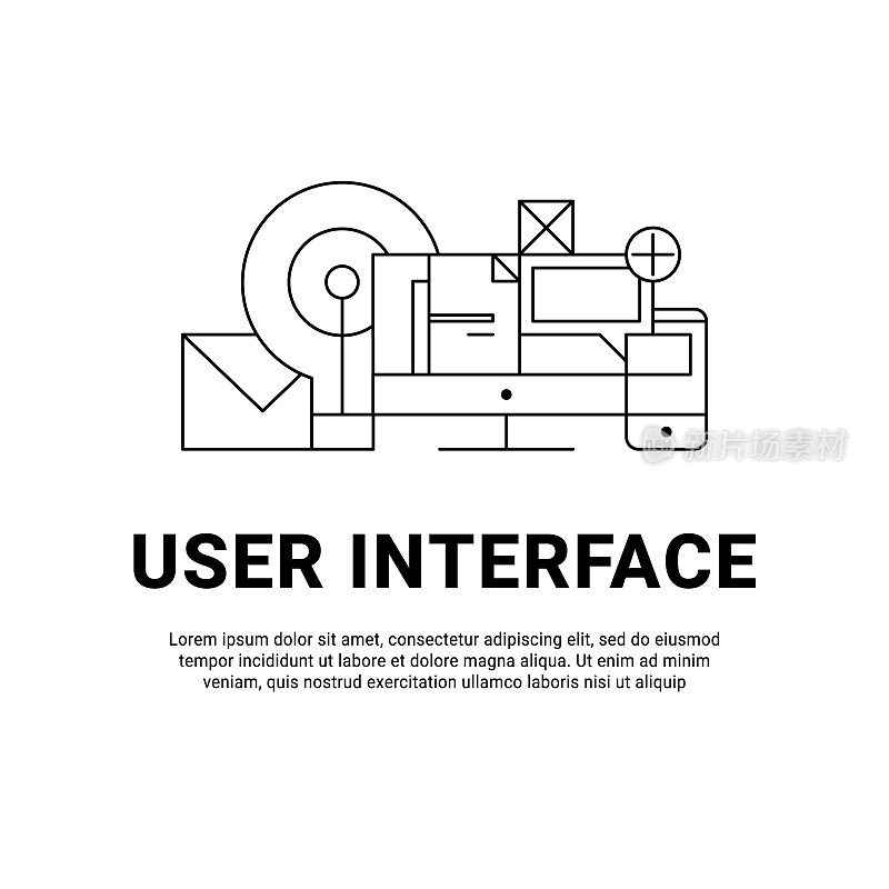 线条艺术平面UI/UX界面设计网站图像插图